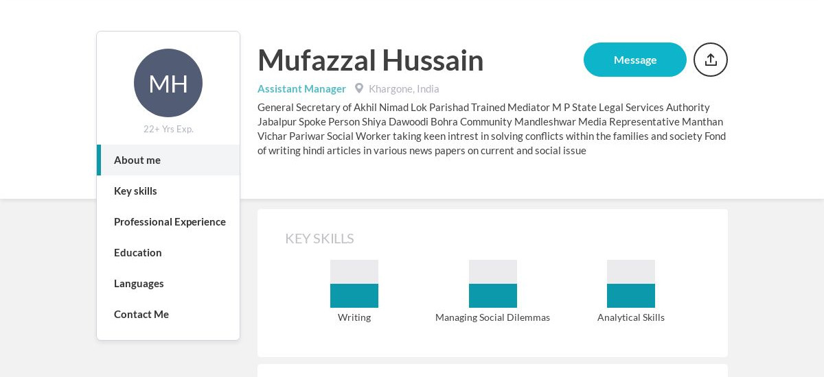 Mufazzal Hussain Online Resume 