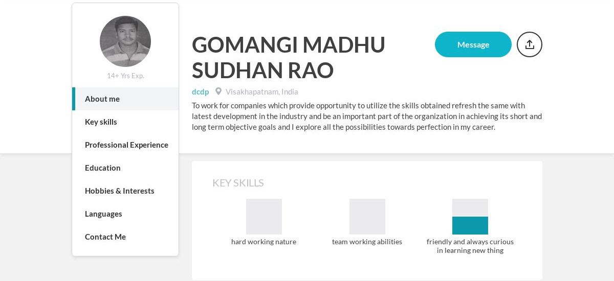 GOMANGI MADHU SUDHAN RAO Online Resume | CraftmyCV