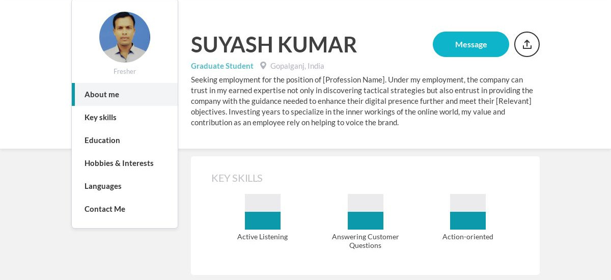 SUYASH KUMAR Online Resume | CraftmyCV