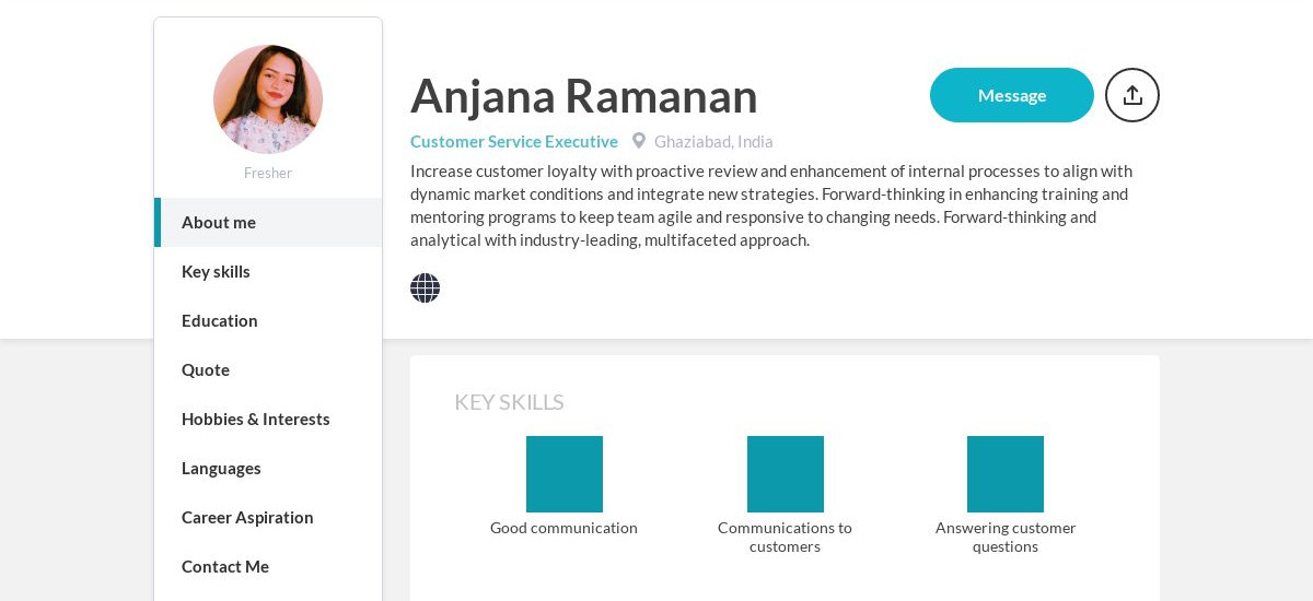 Anjana Ramanan Online Resume | CraftmyCV