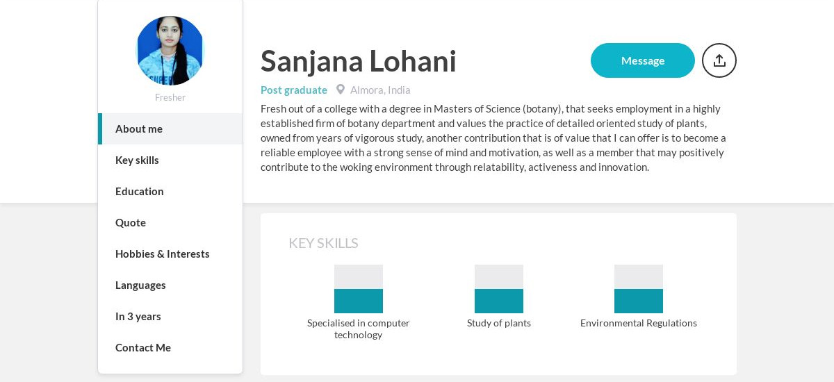 Sanjana Lohani Online Resume | CraftmyCV