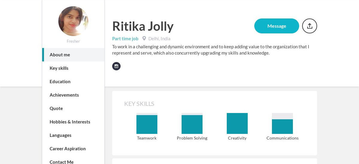 Ritika Jolly Online Resume | CraftmyCV