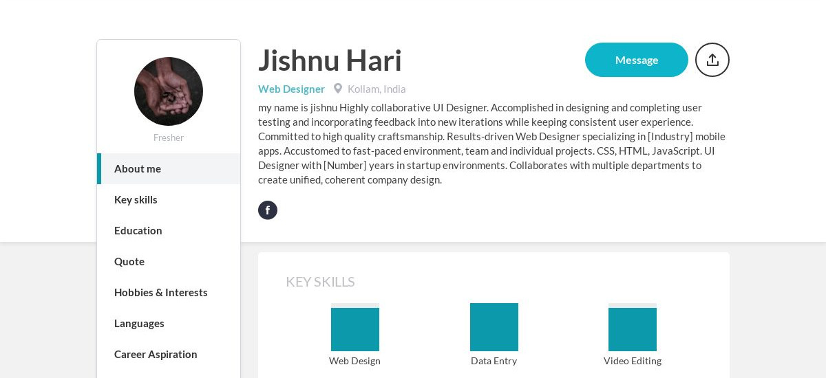 Jishnu Hari Online Resume | CraftmyCV