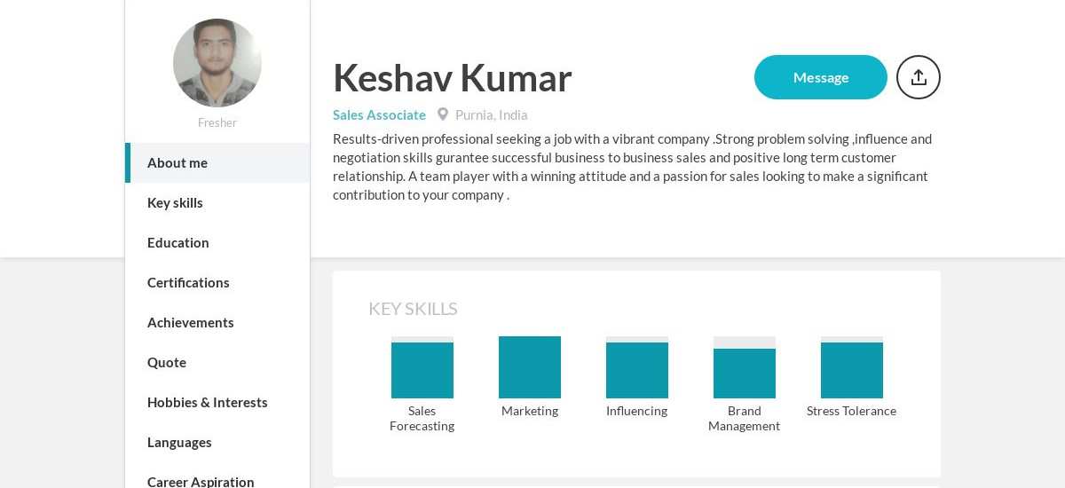 Keshav Kumar Online Resume Craftmycv