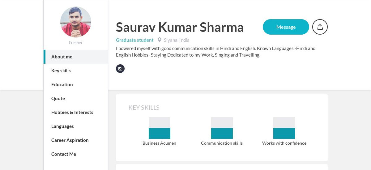 Saurav Kumar Sharma Online Resume | CraftmyCV