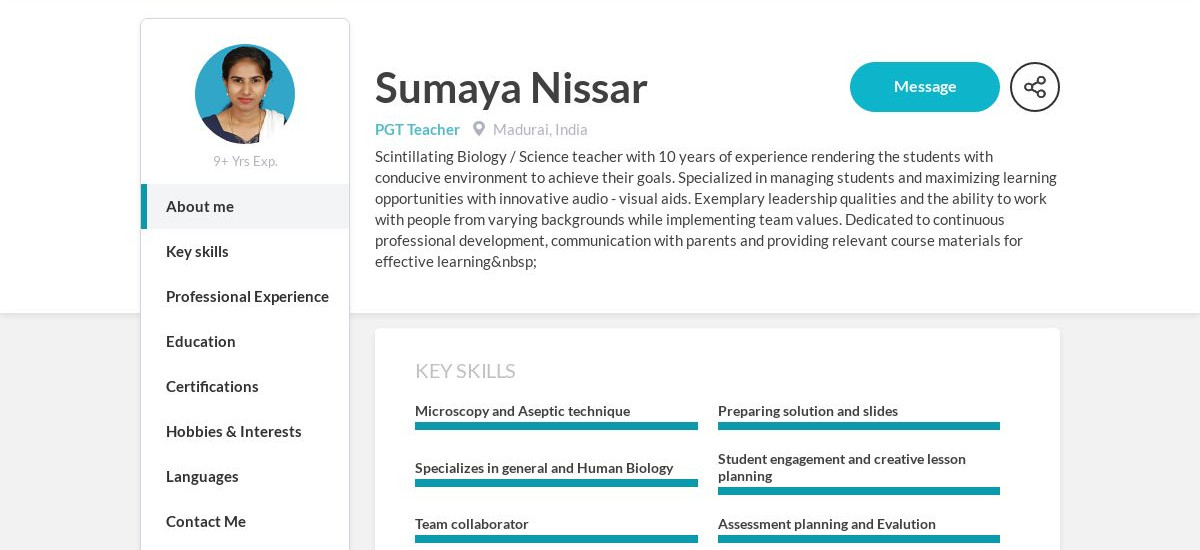 Sumaya Nissar Online Resume | CraftmyCV