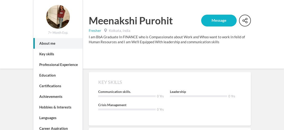 Meenakshi Purohit Online Resume CraftmyCV