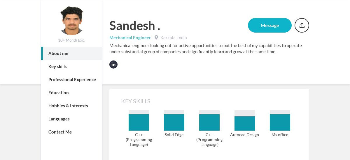 Sandesh . Online Resume | CraftmyCV