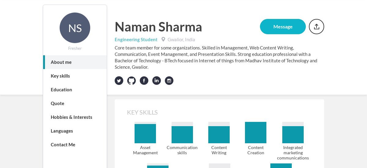 Naman Sharma Online Resume | CraftmyCV