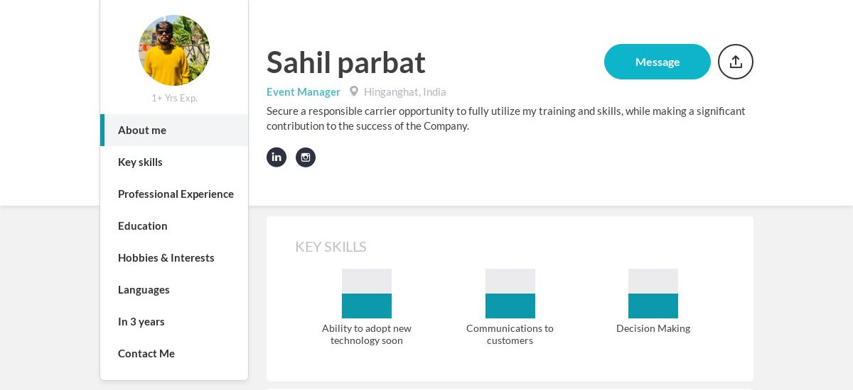 Sahil Parbat Online Resume CraftmyCV