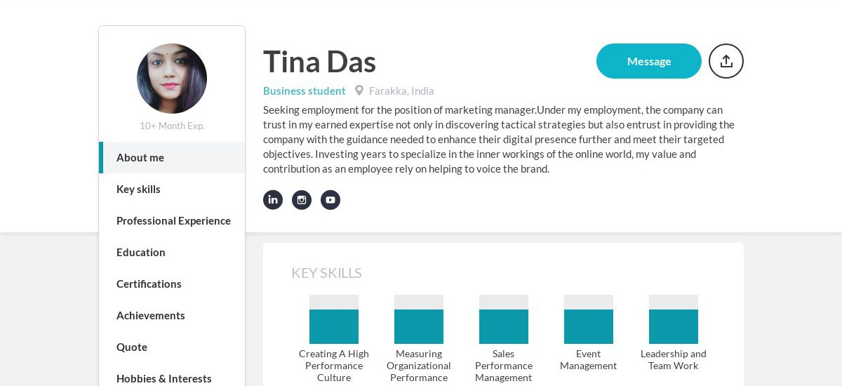 Tina Das Online Resume | CraftmyCV