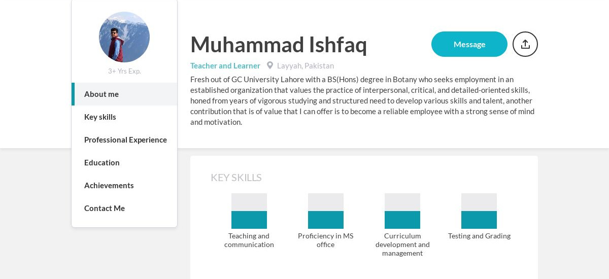 Muhammad Ishfaq Online Resume | CraftmyCV