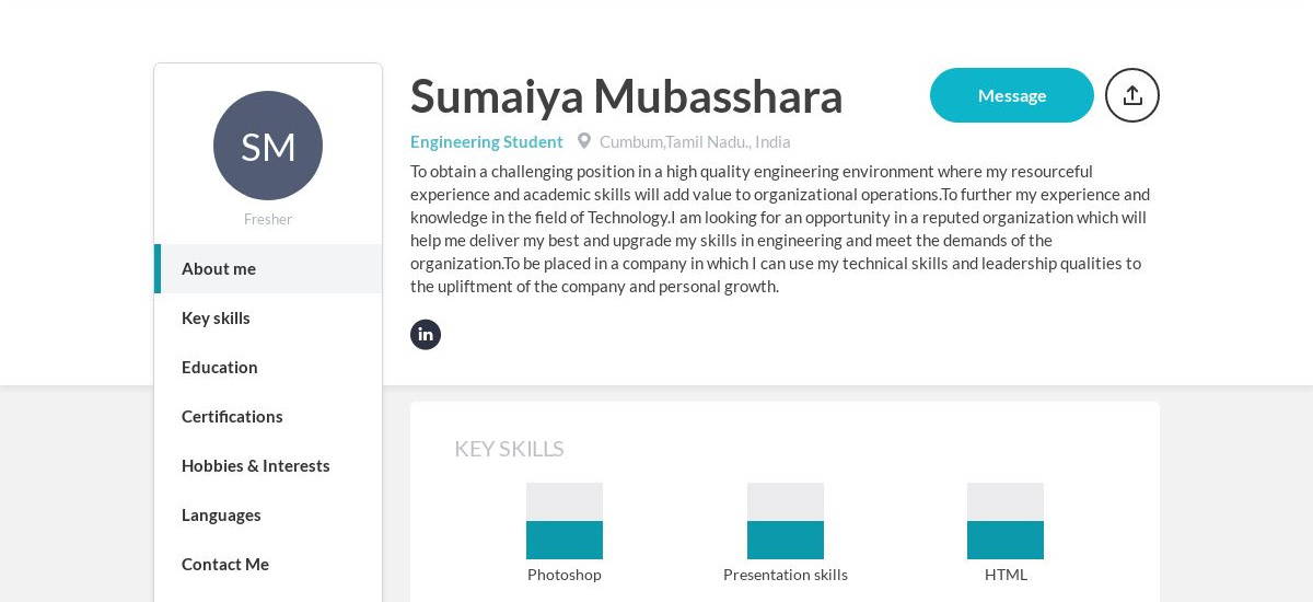 Sumaiya Mubasshara Online Resume | CraftmyCV