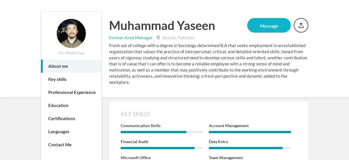 Muhammad Yaseen Online Resume 