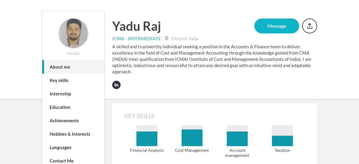 Yadu Raj Online Resume | CraftmyCV