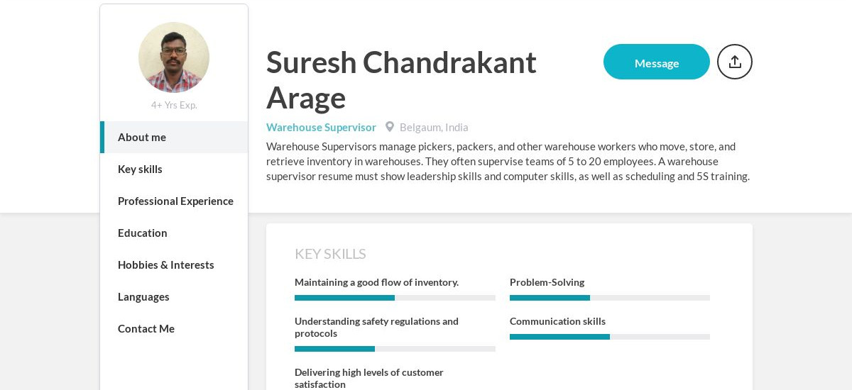 Suresh Chandrakant Arage Online Resume | CraftmyCV