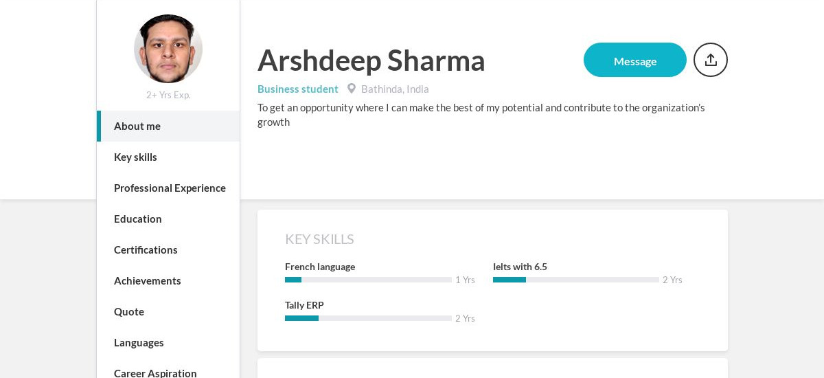 Arshdeep Sharma Online Resume | CraftmyCV