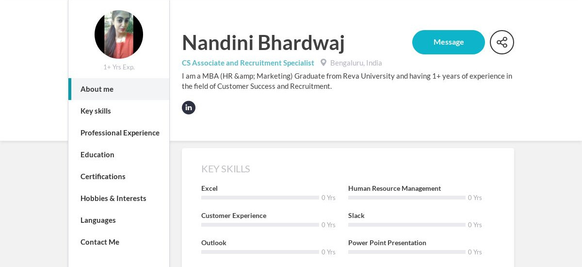 Nandini Bhardwaj Online Resume | CraftmyCV