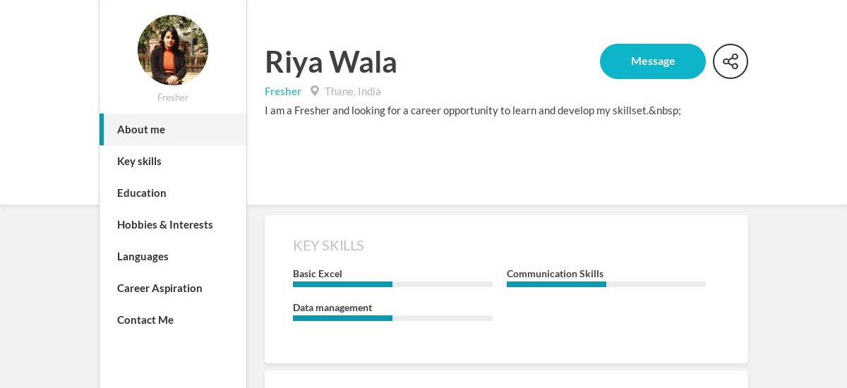 Riya Wala Online Resume | CraftmyCV