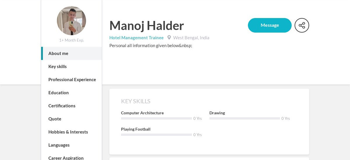 Manoj Halder Online Resume | CraftmyCV