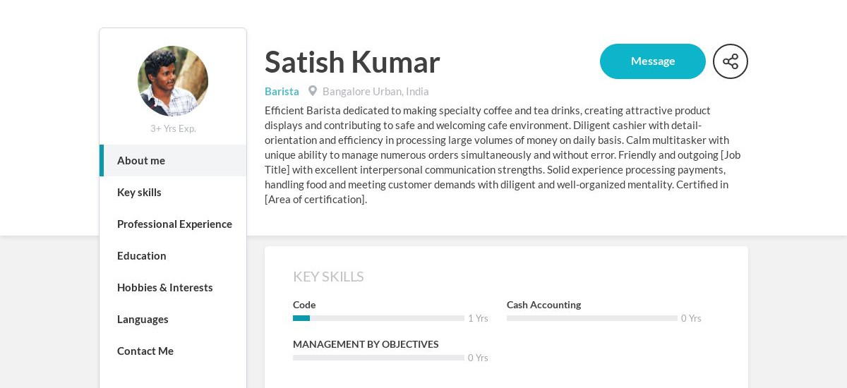 Satish Kumar Online Resume | CraftmyCV