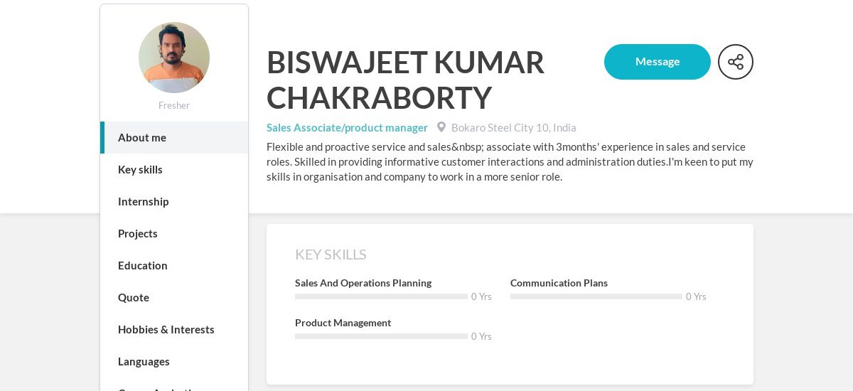 BISWAJEET KUMAR CHAKRABORTY Online Resume | CraftmyCV