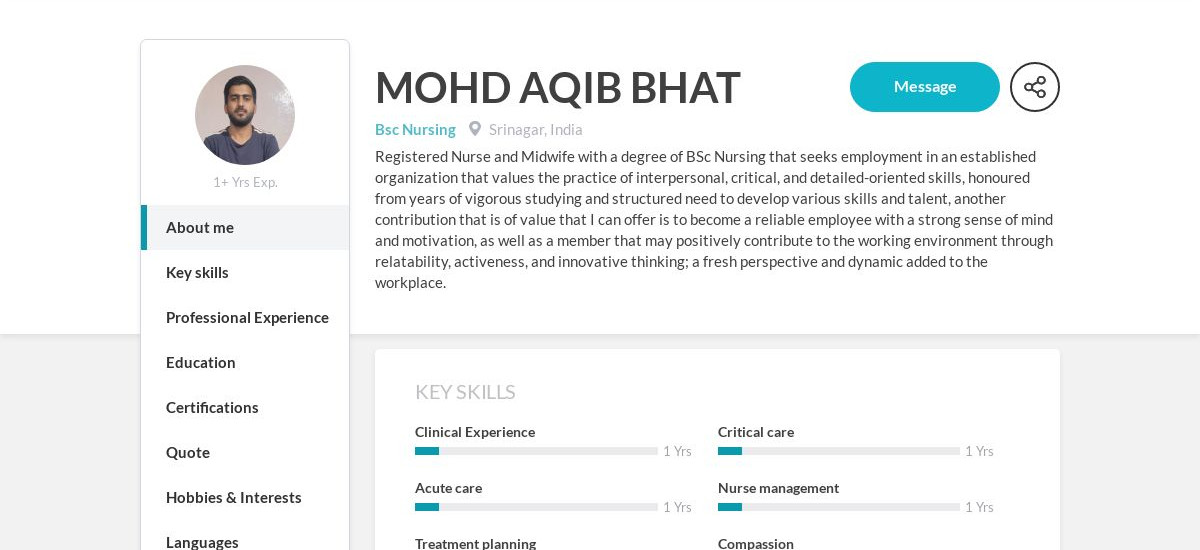 MOHD AQIB BHAT Online Resume | CraftmyCV