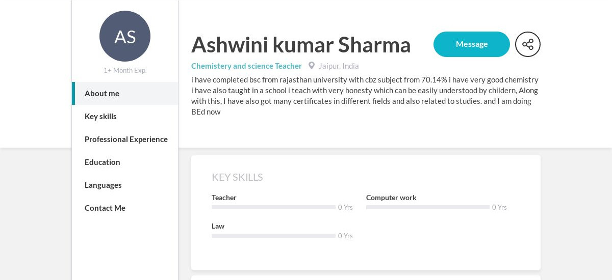 Ashwini Kumar Sharma Online Resume 