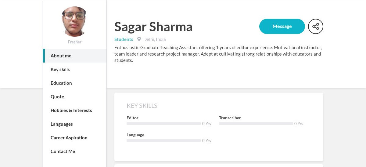 Sagar Sharma Online Resume | CraftmyCV