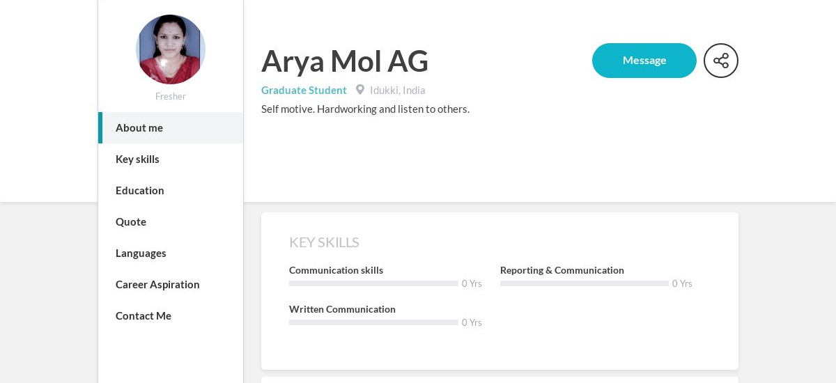 Arya Mol AG Online Resume CraftmyCV