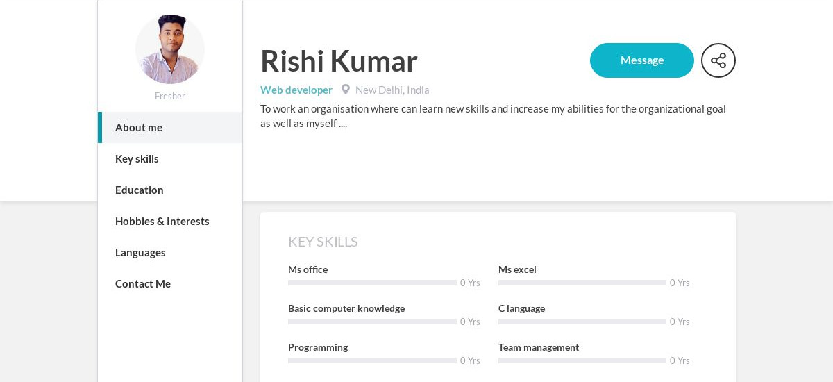 Rishi Kumar Online Resume | CraftmyCV