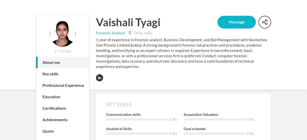 Vaishali Tyagi Online Resume | CraftmyCV