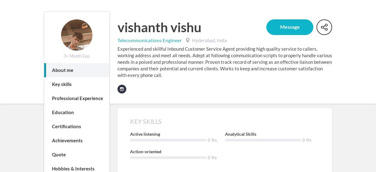 Vishanth Vishu Online Resume | CraftmyCV