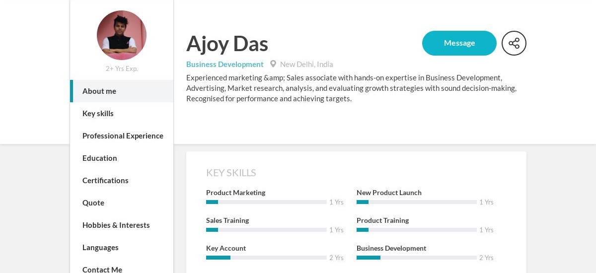 Ajoy Das Online Resume | CraftmyCV