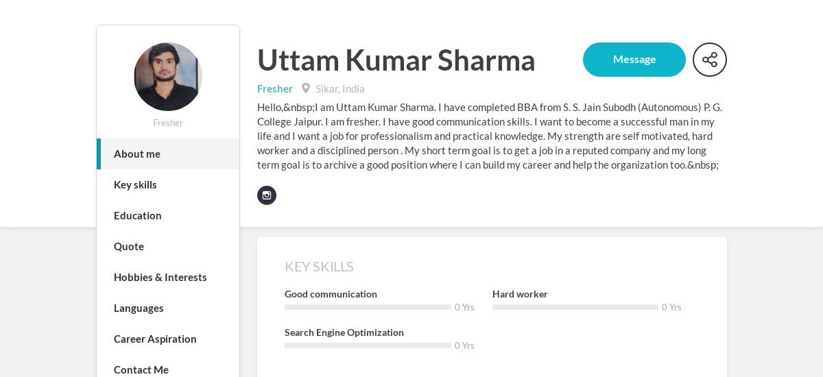 Uttam Kumar Sharma Online Resume | CraftmyCV