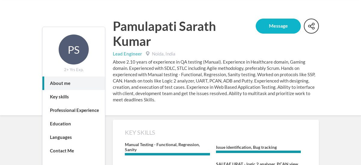 Pamulapati sarath kumar online resume craftmycv