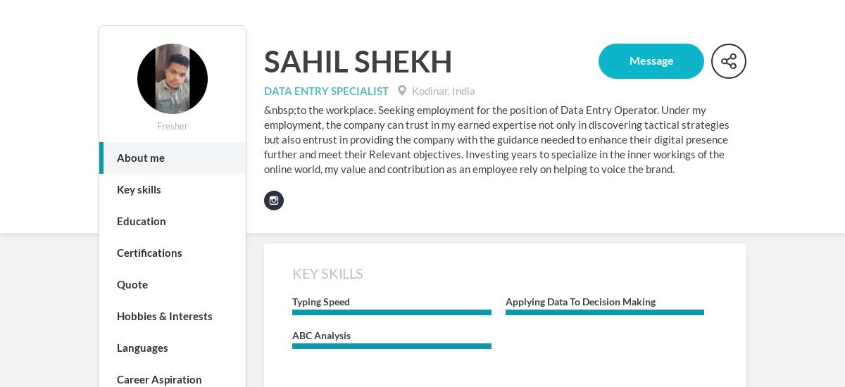 SAHIL SHEKH Online Resume | CraftmyCV