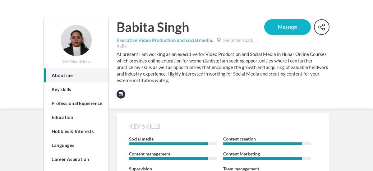 Babita Singh Online Resume | CraftmyCV