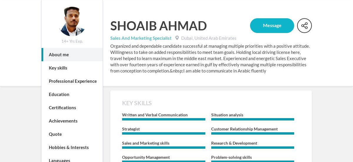 SHOAIB AHMAD Online Resume | CraftmyCV