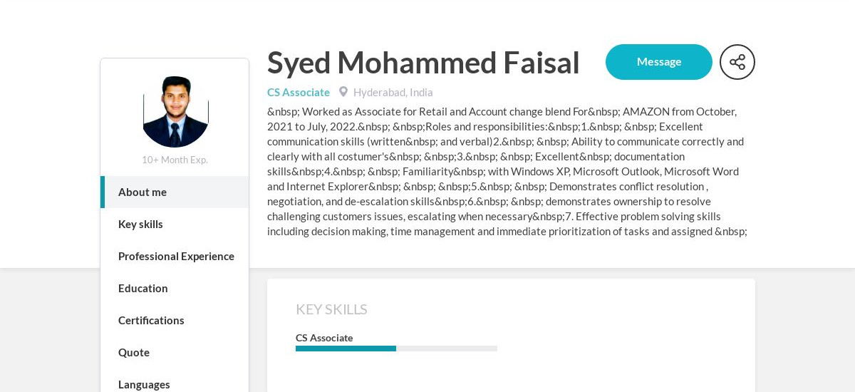 Syed Mohammed Faisal Online Resume | CraftmyCV