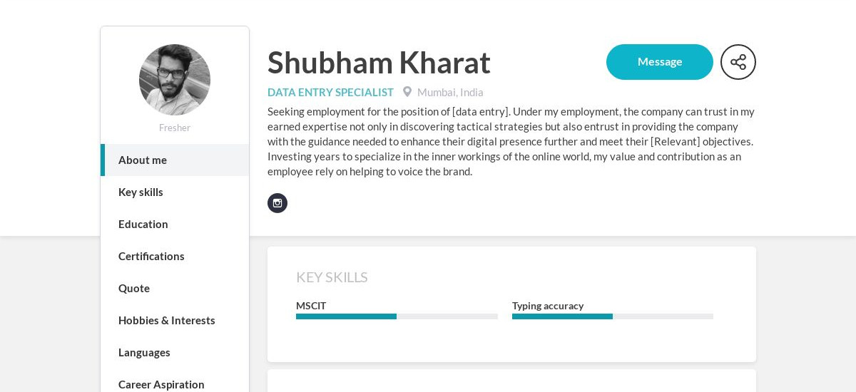 Shubham Kharat Online Resume | CraftmyCV