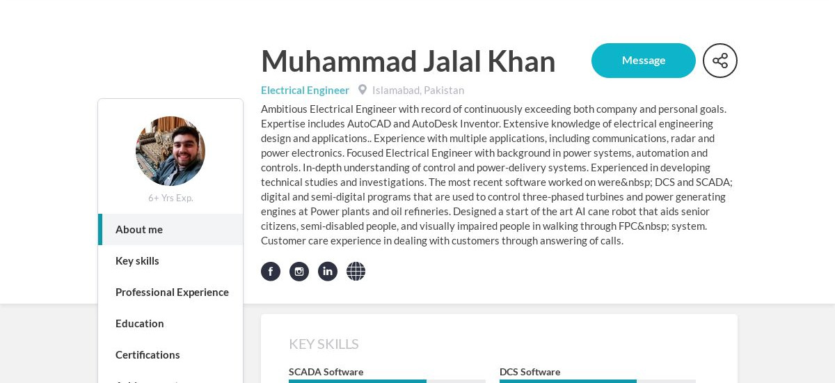 Muhammad Jalal Khan Online Resume | CraftmyCV