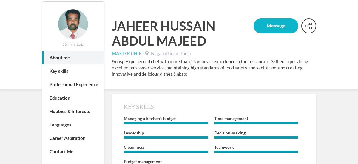 JAHEER HUSSAIN ABDUL MAJEED Online Resume | CraftmyCV