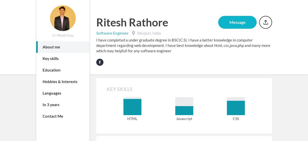 Ritesh Rathore Online Resume | CraftmyCV