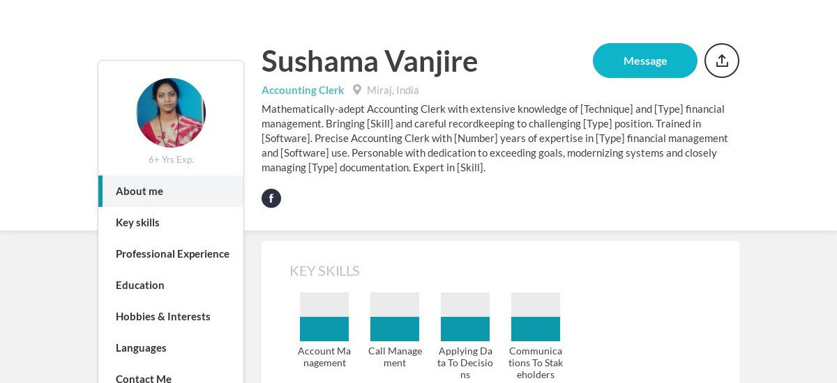 Sushama Vanjire Online Resume | CraftmyCV