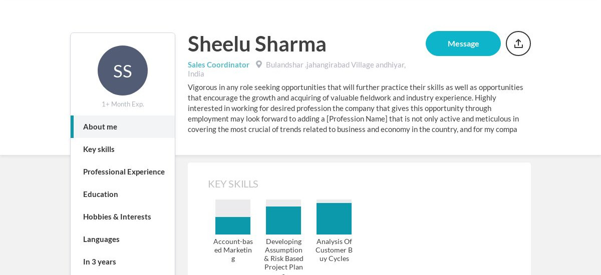 Sheelu Sharma Online Resume 