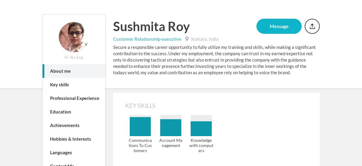 Sushmita Roy Online Resume | CraftmyCV