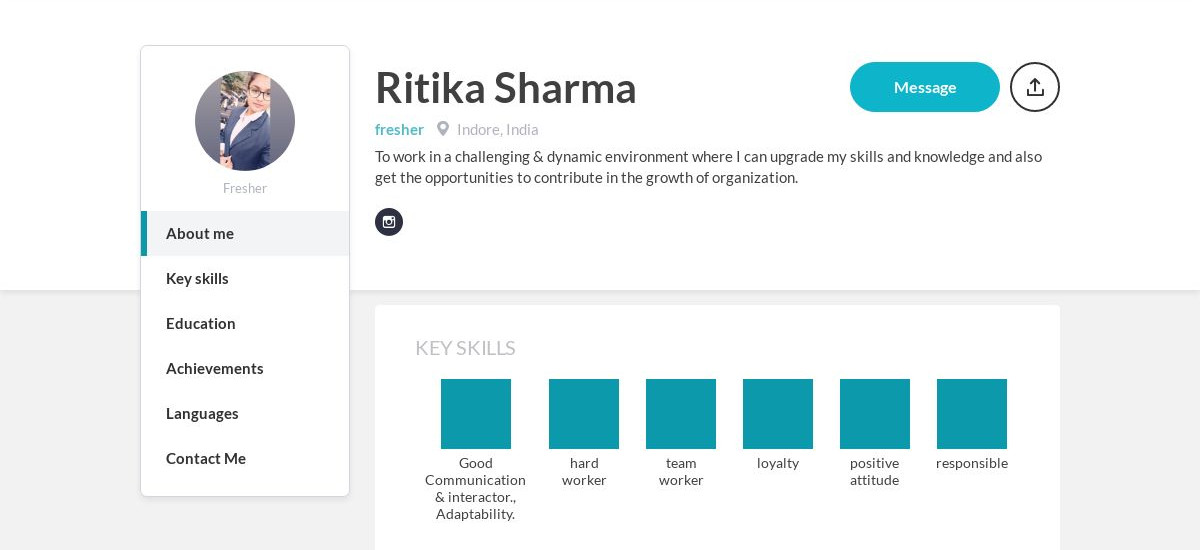 Ritika Sharma Online Resume | CraftmyCV