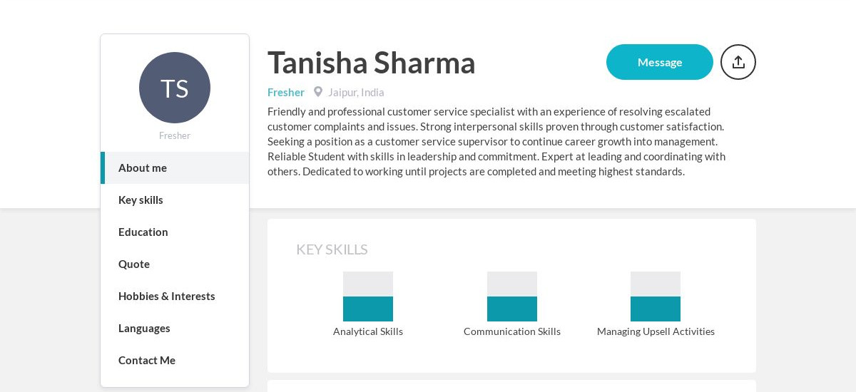 Tanisha Sharma Online Resume | CraftmyCV