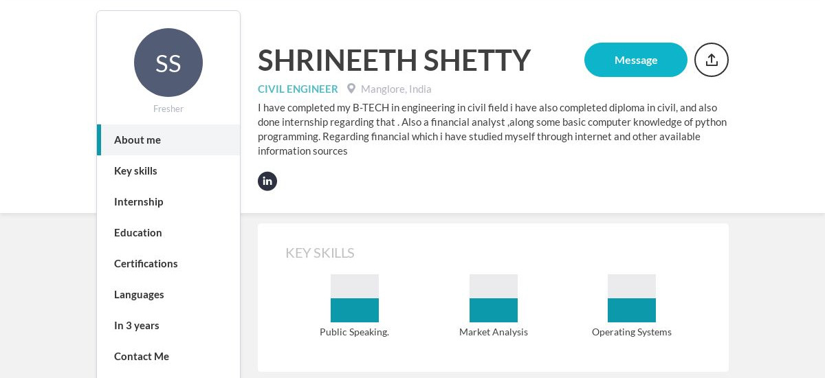 Shrineeth shetty online resume craftmycv